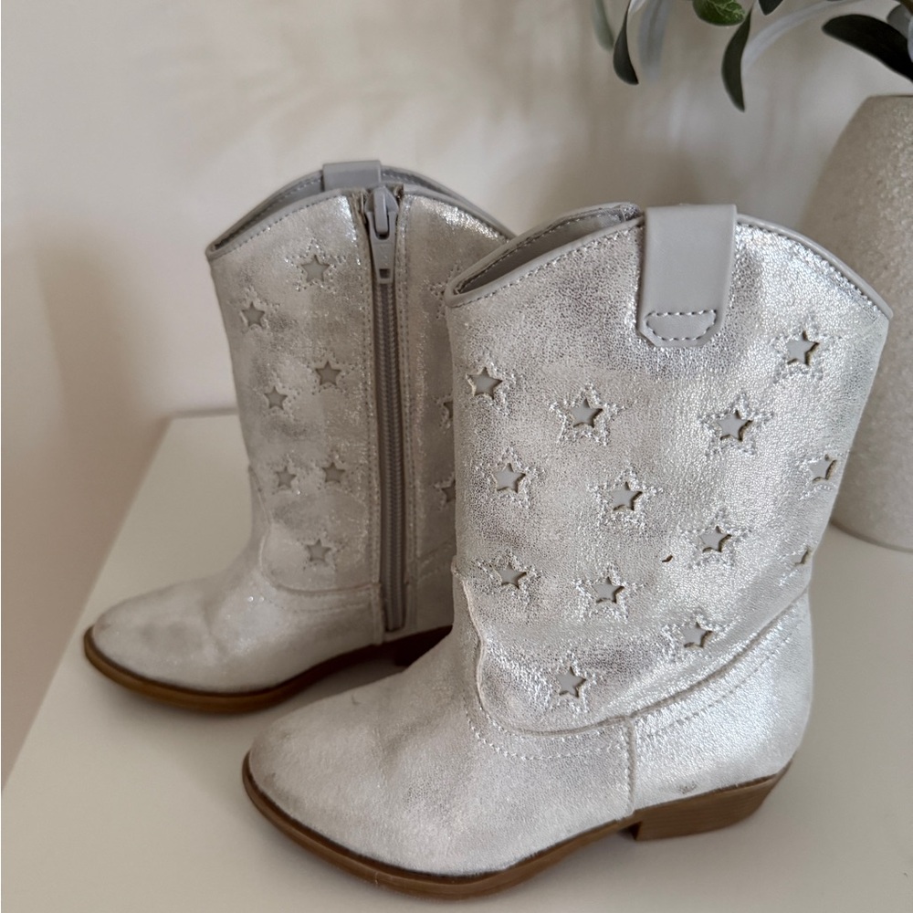 Silver Star Embellished Cowboy Boots